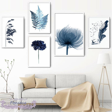 Zolu Blue Botanical Leaf Poster